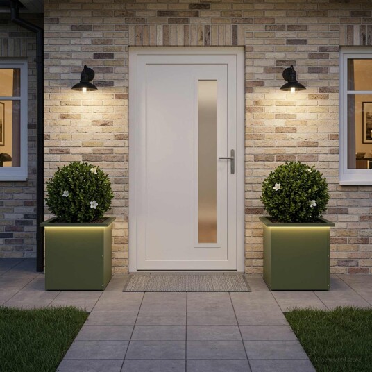 vidaXL Hageplantekasse med LED 2 stk. Olivengrønn 40 x 40 x 40 cm Stål