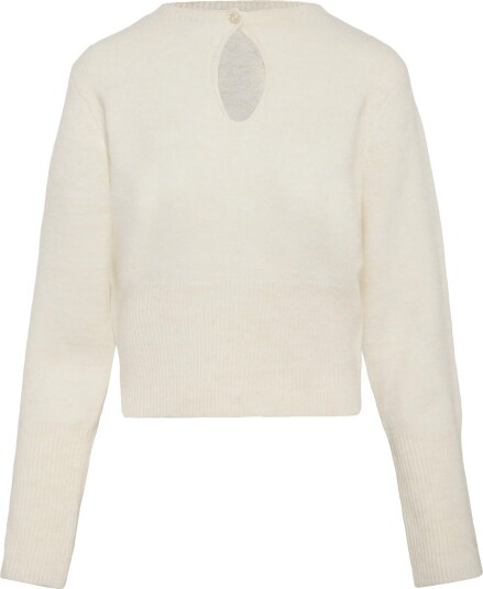NOISY MAY Nmsloan L/S O Neck Keyhole Knit   EGGNOG   XS