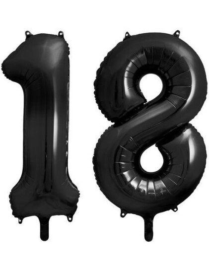 18 år ballonger 86 cm svart