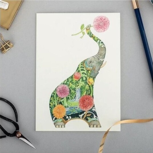 Dm Collection Kort A085 B6 + Konvolutt Elefant Med Blomster Dm Collection Kort A085 B6 + Konvolutt Elefant Med Blomster