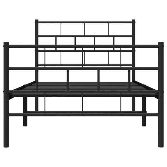 vidaXL Sengeramme i metall med hode- og fotgavl svart 90x190 cm 8721012188709