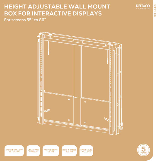 Deltaco Office Height Adjustable Display Wall Mount 35-65kg