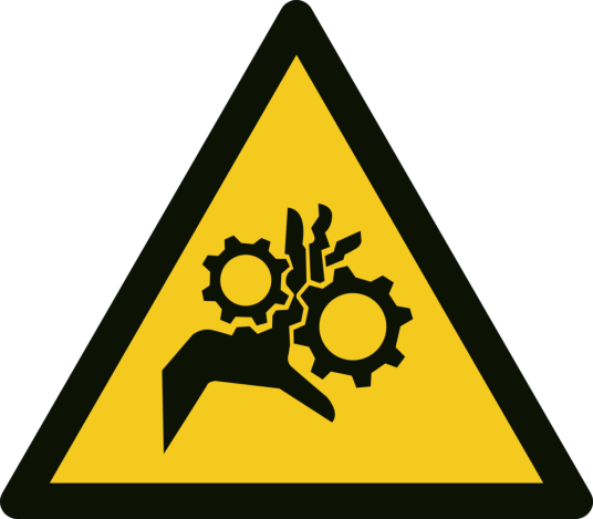 Jo Safety Fareskilt Hand i tannhjul Laminert vinyl klistremerke 25 mm ark � 10 stk.