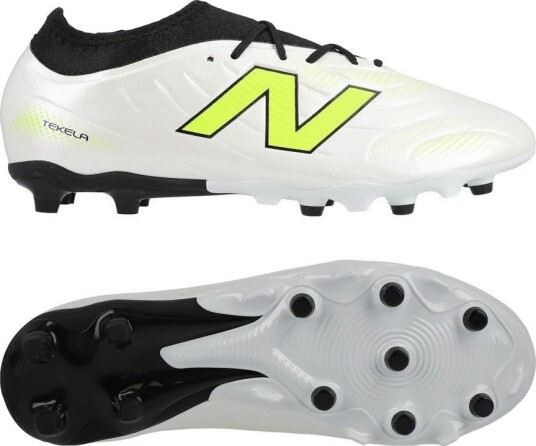New Balance Tekela V5 Team Low Cut FG Lime Light   Hvit/Grønn Barn   Gress (FG) størrelse 37½