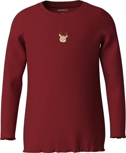 Name It Nmfvivemmas Langermet Top med Broderi Rød Dahlia 110