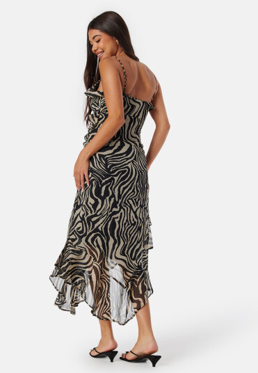 ONLY Onlasta life strap frill ankel dress Black/Zebra XS