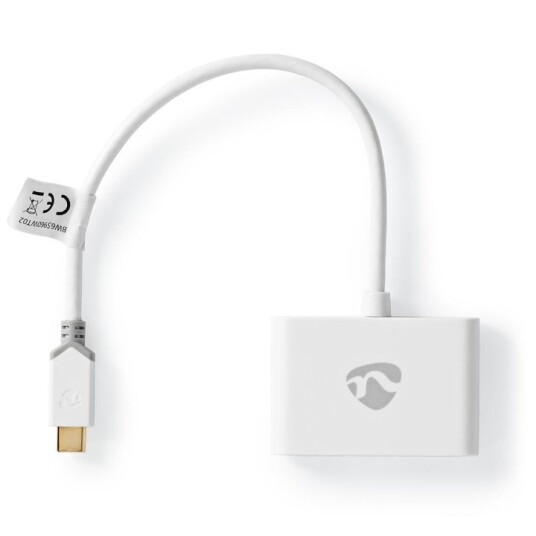 Nedis USB Multi-Port Adapter | 2-i-1 | USB 3.1 Gen1 | USB-C™ Hann | 2x USB-A | 1000 Mbps | 0.20 m | Rund | Gull belagt | PVC | Hvit | Vindus boks