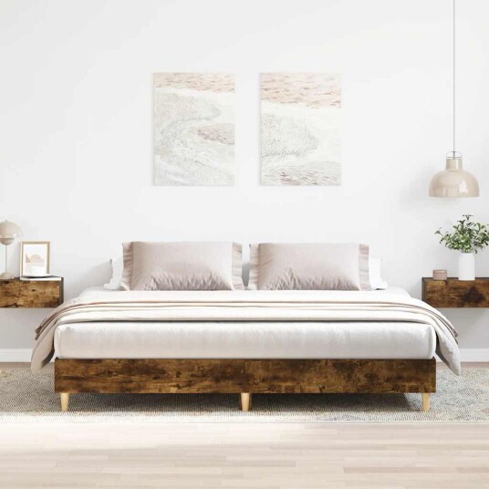 Sengeramme uten madrass røkt eik 160x200 cm konstruert tre