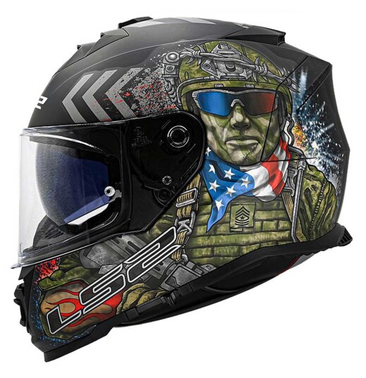 LS2 MC-Hjelm FF800 Storm Commander Svart/Blå/Rød S
