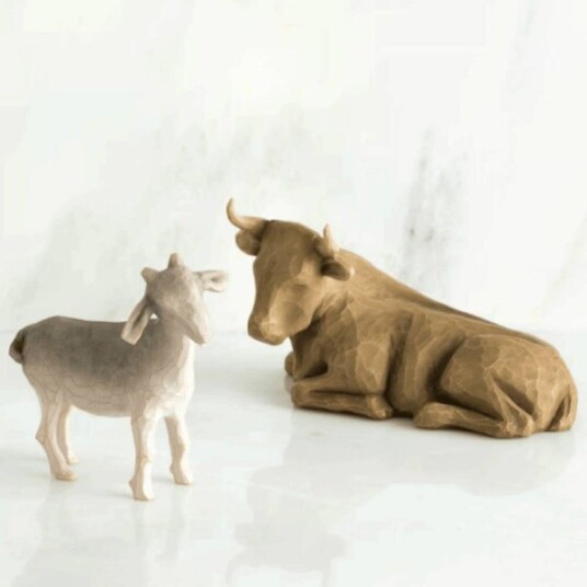 Willow Tree julekrybbe: Ox and Goat
