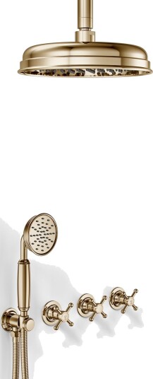 Hassel & Teudt HBR704 S02 Dusjsett M/Ø21cm Rain Deluxe M/Easyclean Tak Polert Messing Naturlig Hassel & Teudt HBR704 S02 Dusjsett M/Ø21cm Rain Deluxe M/Easyclean Tak Polert Messing Naturlig