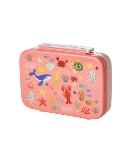 Rice Coral Ocean Print Plastic Lunchbox With 6 Rooms Rice Coral Ocean Print Plastic Lunchbox With 6 Rooms