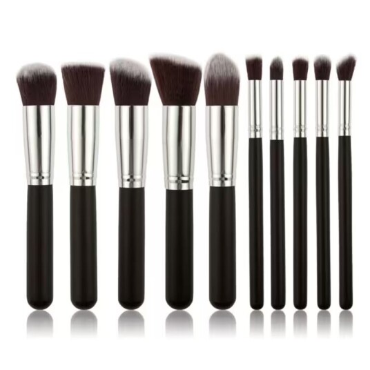 10st Professionella sminkborstar make up set Silver