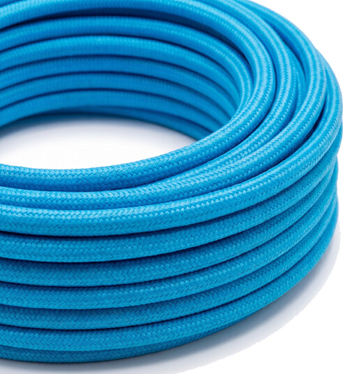 5m Stoffkabel 2x0,75 mm² tekstil 230V lyseblå