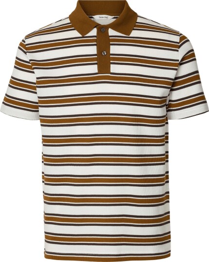 Selected Slmjasper Stripe Ss Polo Cream L