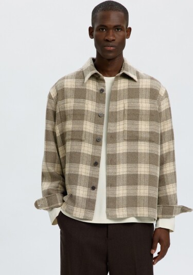 Selected Slmole Pablo Wool Blend Overshirt Noos Beige L