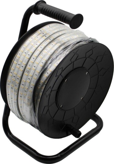 50m Arbeidslys LED strip på trommel ECO   230V IP67 120 LED/m 9W/m 1320 lm/m   Kulør : Nøytral