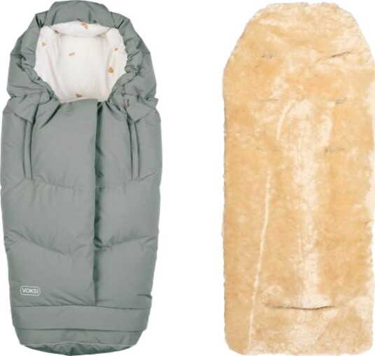 Vognpose Voksi® City North Meadow Green Wings + Lammeskinn Til Vogn Natur