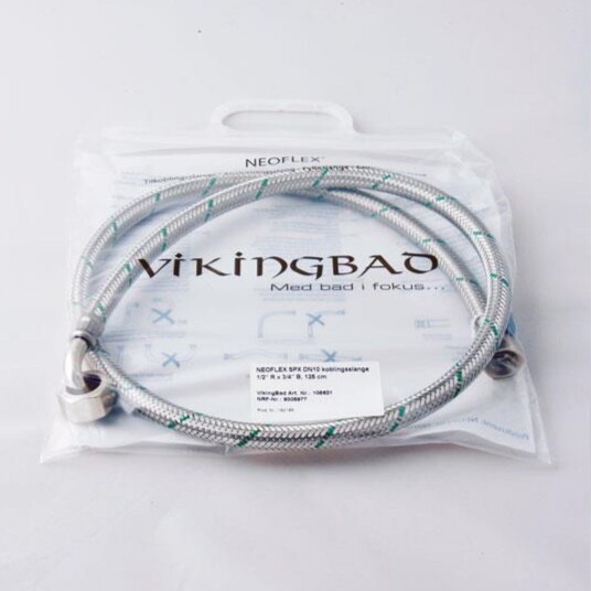 Vikingbad SIL Dn10 Neoperl Koplingsslange - L125cm Dusjkabinett 1/2"Rx3/4"B