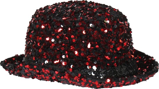 Thetru B.v. Bowlerhatt Paljetthatt Svart Rød Deluxe 60 4197-0501-5960