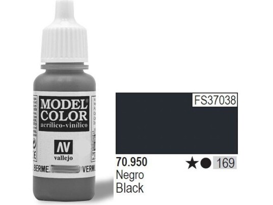 Vallejo Color Nr169 Svart Matt 17Ml - 70950