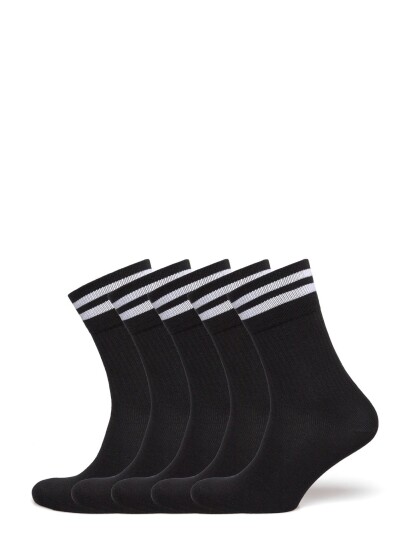 5-Pk Tennis Socks With Stripes Black ZEBDIA BLACK 35-38,39-42,43-46