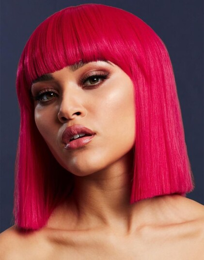 Lola Deluxe Wig Kan Styles! Magenta Parykk med Rett Bob Frisyre