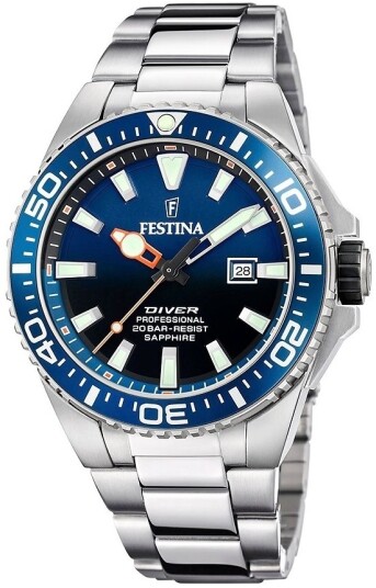 Festina Herreklokke F20663 1 Diver Blå/Stål Ø46 mm Festina Herreklokke F20663 1 Diver Blå/Stål Ø46 mm