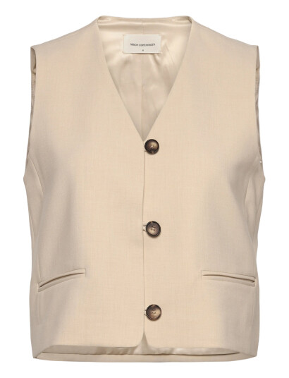 MSCH Copenhagen Mschrosina Michelle Short Waistcoat Cream XS MSCH Copenhagen Mschrosina Michelle Short Waistcoat Cream XS