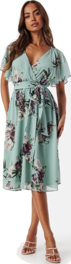 Goddiva Flutter Floral Midi Dress