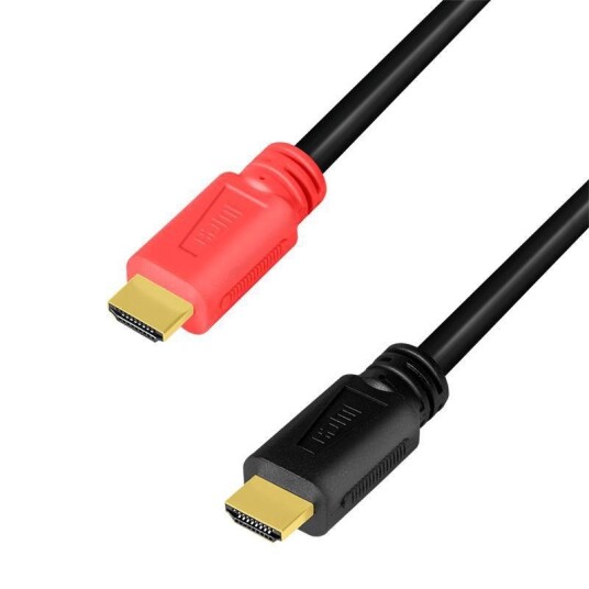 LogiLink HDMI-Kabel A/M zu A/M, 4K/60 Hz, AMP, schwarz/rot
