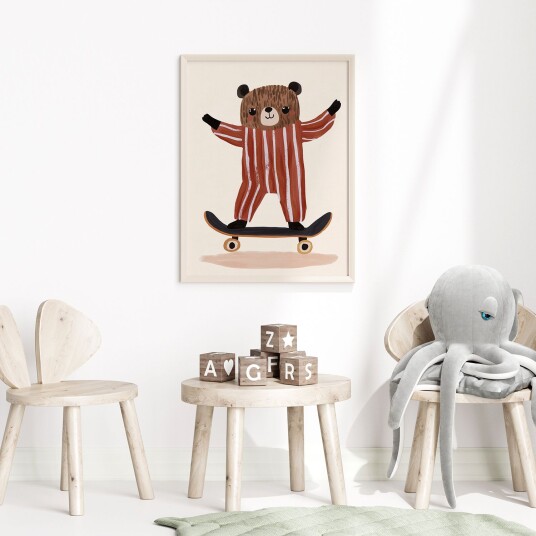 Plakat Bjørn på Skateboard