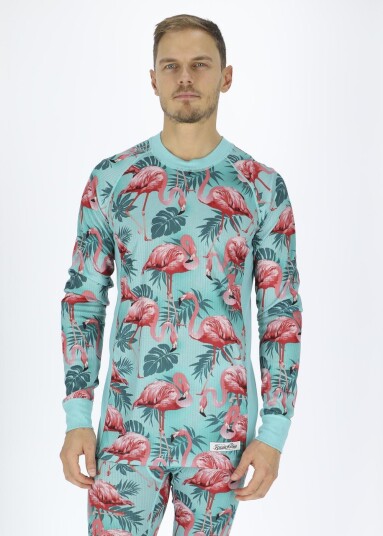 Blount & Pool Crewneck L/S Baselayer Flamingo Aop S Ullundertøystrøyer Blount & Pool Crewneck L/S Baselayer Flamingo Aop S Ullundertøystrøyer