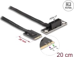 Delock M.2 Key A+E to PCIe x1 NVMe Adapter angled with 20 cm cable