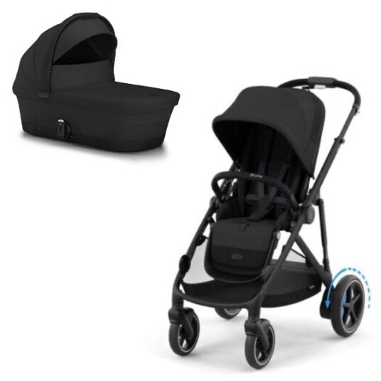 Cybex e Gazelle S Søsken /tvillingvogn inkl. Gazelle S Cot Moon Black/Black