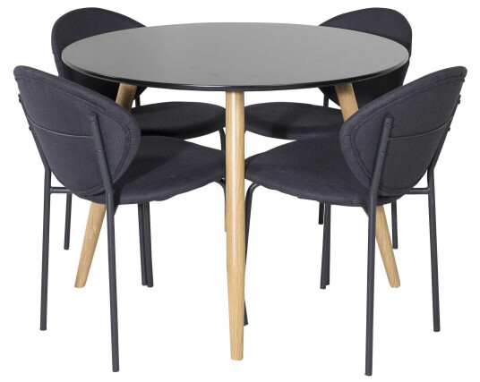 Venture Design Plaza & Vault spisegruppe Svart/svart 4 st stoler & bord 100 cm