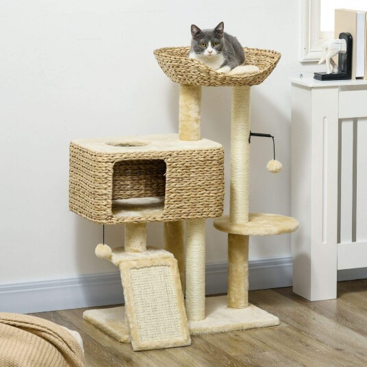 Katteklodestolpe 98 cm Med Lekeball Beige