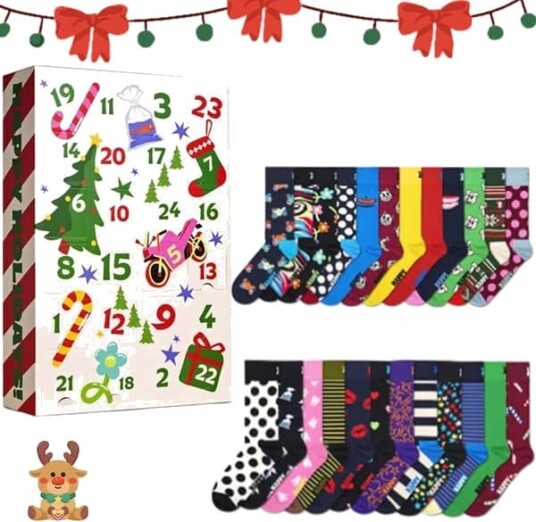 2026 24 dagers julekalender unisex myke sokker gavesett morsomme nedtellingssokker for kvinner og menn