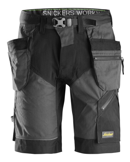 Snickers Workwear 6904 FlexiWork Arbeidsshorts stålgrå / svart Stålgrå/Svart, Klær