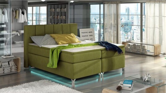 Box Spring Eltap Basilio med LED Rivera 36 Grønn 180x200 cm