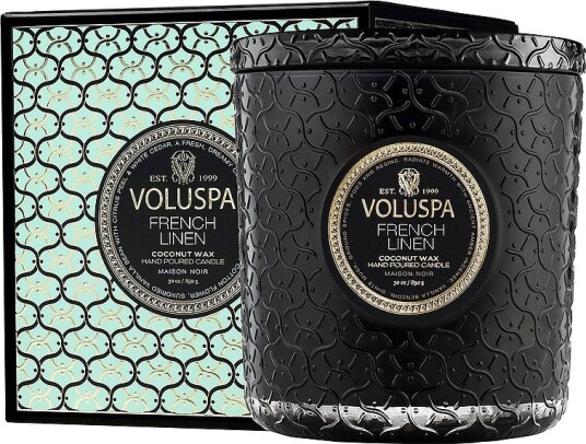 Voluspa French Linen Boxed Luxe Jar Candle 80H Svart
