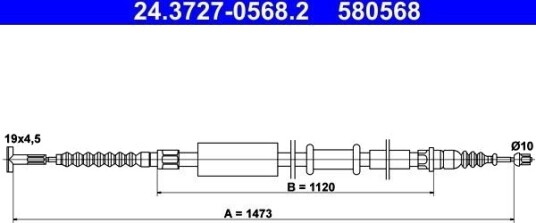 ATE 24.3727 0568.2 Tautrekk håndbremse ATE 24.3727 0568.2 Tautrekk håndbremse