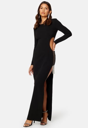 Bubbleroom Occasion Super cut out Bejewelled Gown Black 4XL
