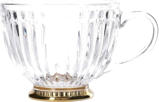 Homla Barrel Glasskopp Med Stripe Og Gullfarget Bunn 360 Ml