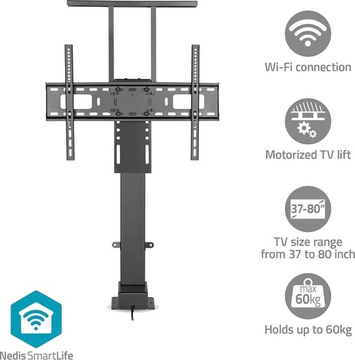Nedis Motorisert TV Stand for Skjermer 37-80" Høyde 68-158 cm Fjernstyrt 60 kg