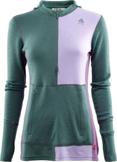 Aclima WarmWool Hood Sweater w/zip W North Atlantic/ Purple Rose/ Sunset Purple S