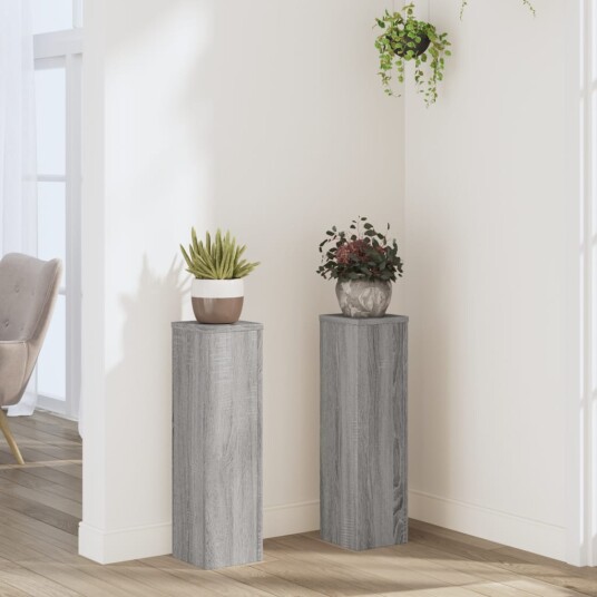 Plantestativer 2 stk grå sonoma 17x17x60 cm konstruert tre Plantestativer 2 stk grå sonoma 17x17x60 cm konstruert tre