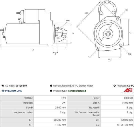 AS-PL S01255PR Starter