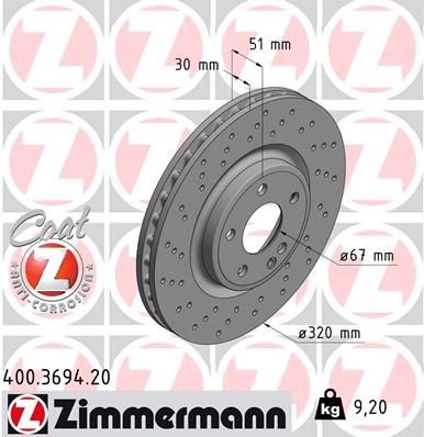 Bremseskive ZIMMERMANN 400.3694.20