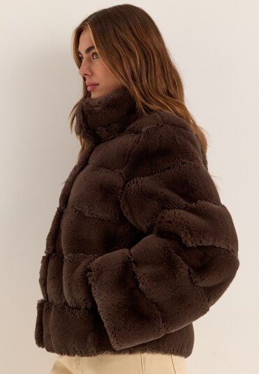 Bubbleroom Faux fur High Collar Coat